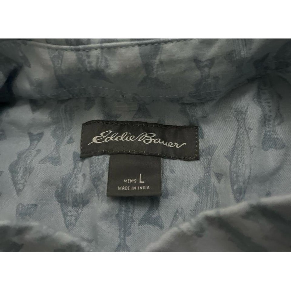 Mens Eddie Bauer Fishing All Over Print Button Down Short Sleeve - Picture 3 of 6